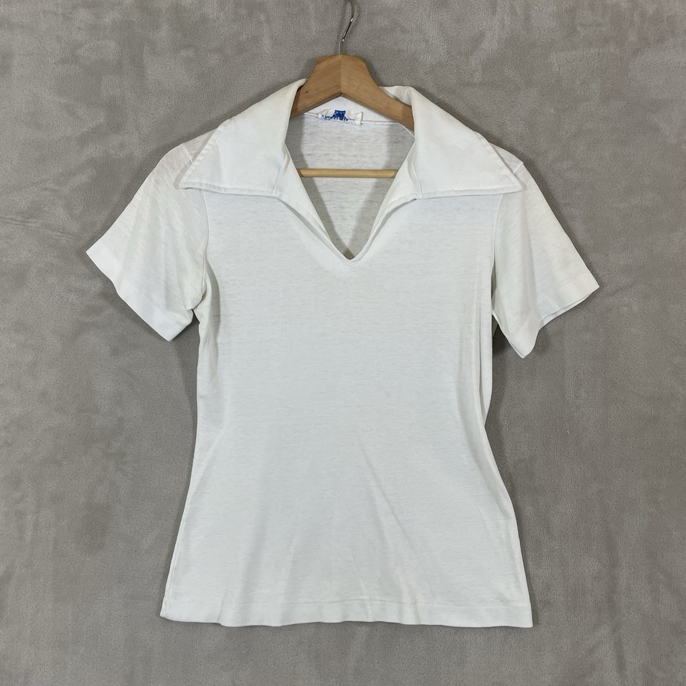 Vintage 70s Sears Shirt Mens XS / S Disco Dagger Collar Tshirt Paper Thin Shirt